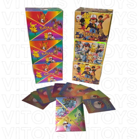 CARTA POKEMON X15 EN CAJA DORADO Y MULTICOLOR