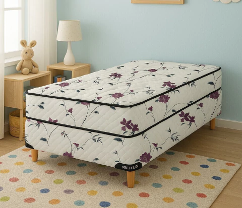 Juego de Colchón y Sommier Multiflex Bahía 100x190 - Resortes Bonnell + Cubre Colchón! - comprar online