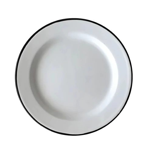 Caja De 6 Platos Pasta Enlozado Blanco Borde Color Negro