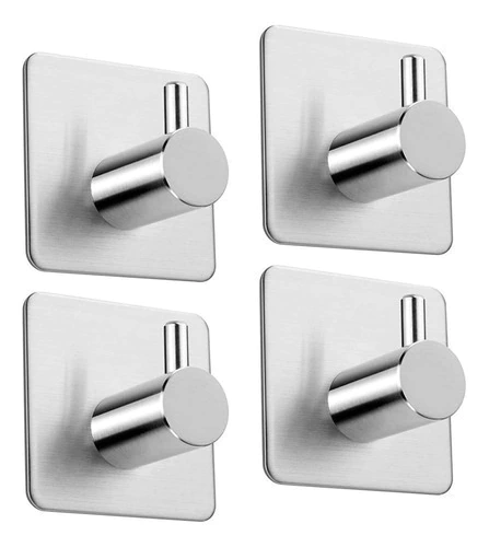 Gancho Adhesivo Perchero Multiuso Acero Inoxidable X4