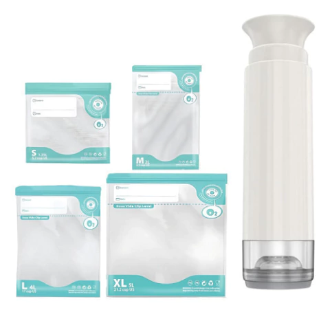 Combo Bomba Manual + Pack X10 Bolsas Al Vacío Para Alimentos