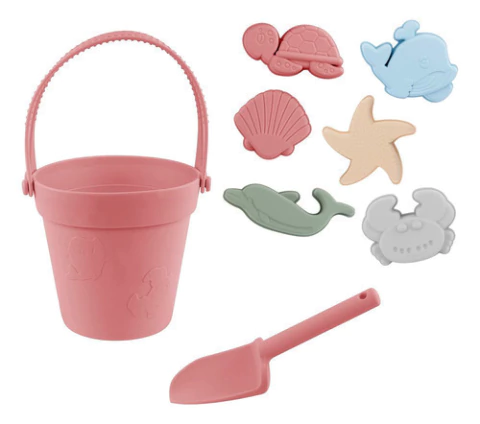 Set Balde De Silicona Con Juguetes Para Niños Playa Arena
