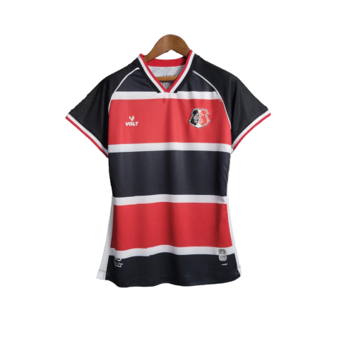 Camisa Santa Cruz I 21/22 Torcedor Feminina - Listrado em Preto Vermelho e Branco
