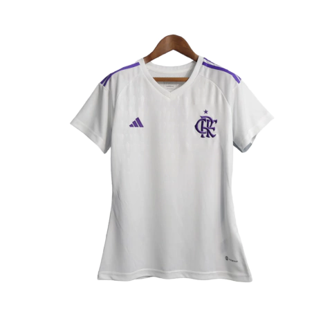 Camisa Flamengo Goleiro III - 23/24 Torcedor Nike Masculina - Branca com detalhes em roxo