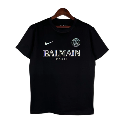 Camisa Paris Saint-Germain Edição Especial 23/24 - Torcedor Balmain Masculina - Preta com detalhes refletivos