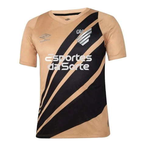 Camisa Athletico Paranaense II 24/25 - Torcedor Umbro Masculina - Dourada com detalhes em preto e Com Patrocínio