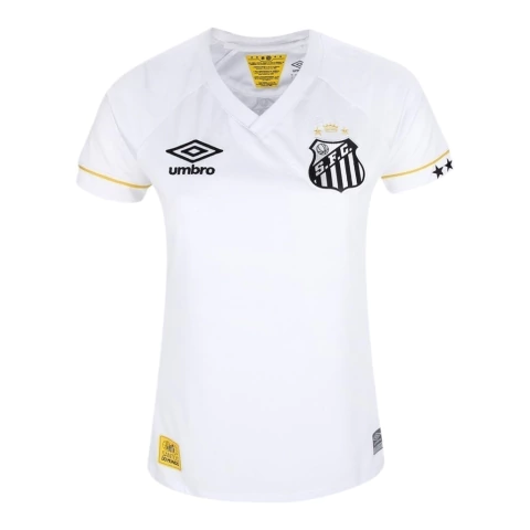 Camisa Santos I 23/24 - Torcedor Umbro Feminina - Branca com detalhes em amarelo