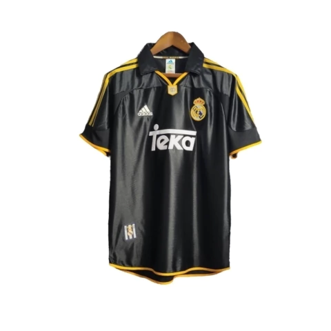 Camisa Retrô Real Madrid II 99/01 - Masculina Adidas - Preta com detalhes em amarelo