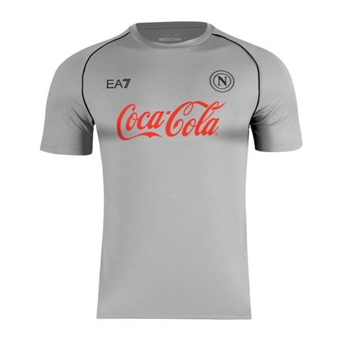 Camisa Napoli Treino III 24/25 - Torcedor EA7 Masculina - Cinza e Com Patrocínio