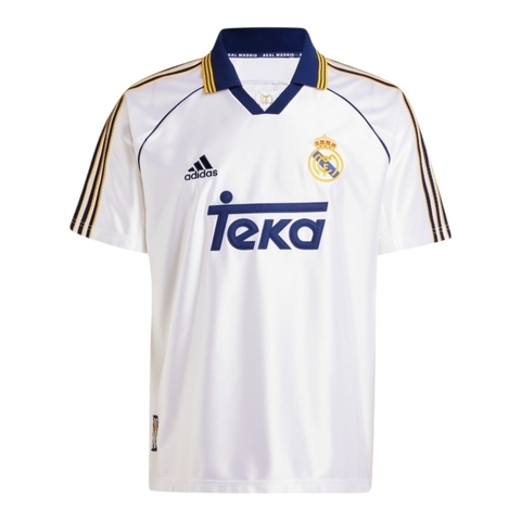 Camisa Retrô Real Madrid I 1999/00 - Masculina Adidas - Branca com detalhes em azul e amarelo