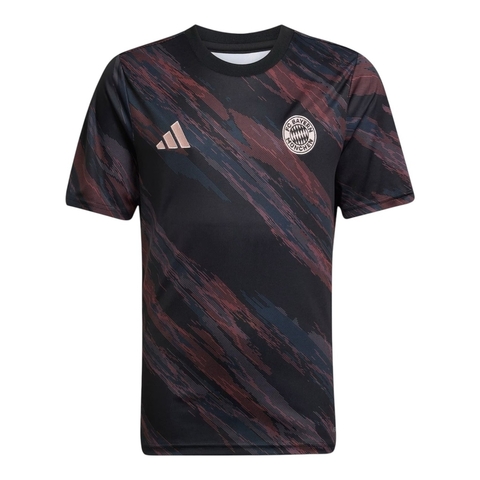 Camisa Bayern de Munique Pré-jogo 25/26 - Torcedor Adidas Masculina - Preta com detalhes em vermelho e azul