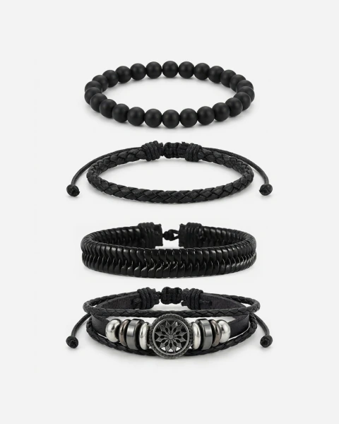 Set Pulseras Cuero Brujula