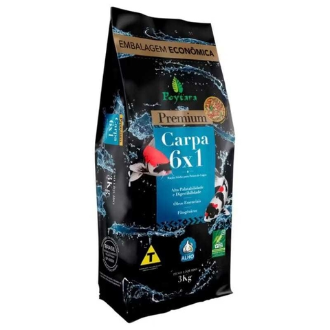 Ração Poytara Carpa Mix 6X1 3KG - Ração Premium para Carpas