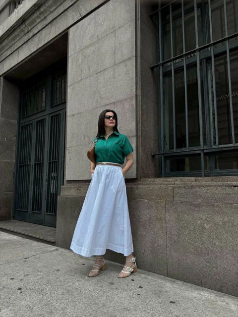 Saia Godê Algodão Hepburn Branca