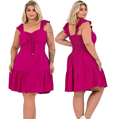 Vestido Feminino Plus Size Curto Elegância Tendência Soltinho Moda Evangélica Extra na internet