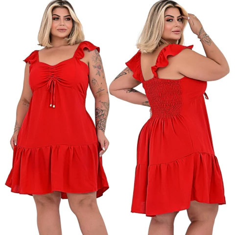 Vestido Feminino Plus Size Curto Elegância Tendência Soltinho Moda Evangélica Extra