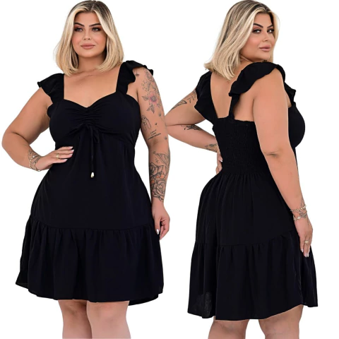 Vestido Feminino Plus Size Curto Elegância Tendência Soltinho Moda Evangélica Extra - Allana Brand