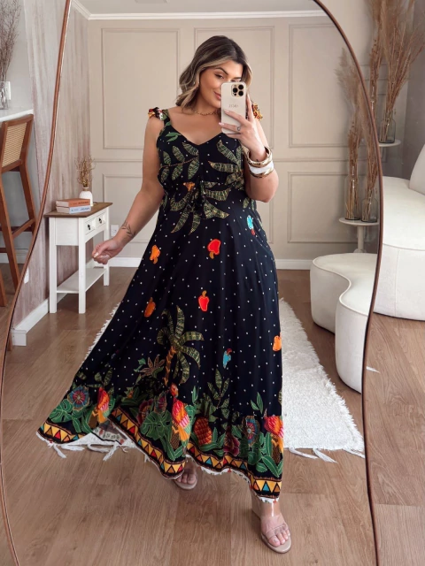 Vestido Longo Alça Babado