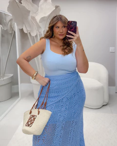 Saia Longa + Lenço Paris - Sanches Moda Plus Size