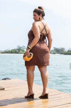 Vestido Curto Pespontado com Detalhe na Alça - comprar online