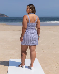 Vestido Abertura Lateral com Botões Strass