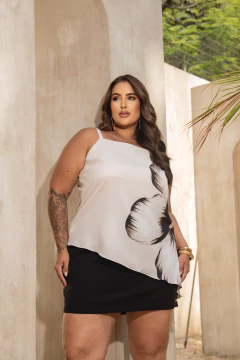 Conjunto Blusa Assimétrica com Saia - Sanches Moda Plus Size