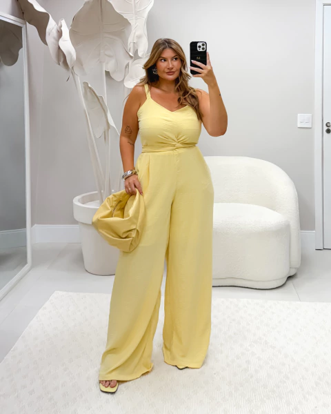 Macacão Crepe Amarelo