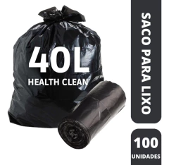 Saco P/lixo 30/40l Preto 43x53 (100 Unidades) - Health Clean