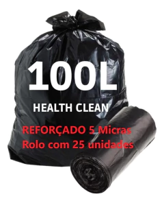 Saco P/lixo 100l Preto 75x90 Reforcado (25 Unidades) - Health Clean
