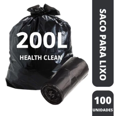Saco P/lixo 200l Preto 85x95 Reforcado - Health Clean
