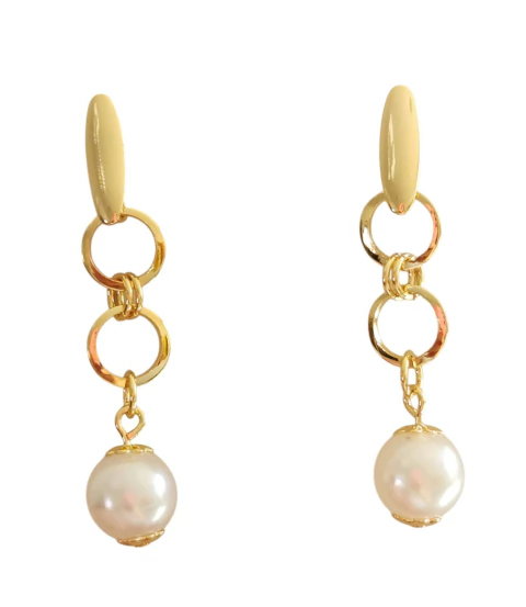 Brinco de pérola folheado a ouro 18k - Liora - comprar online