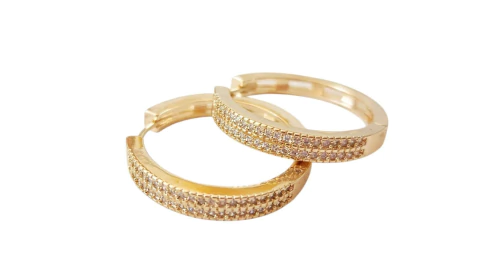 Argola média folheada a ouro 18k com zircônias - Mariza - comprar online