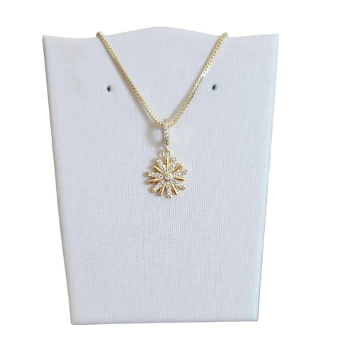 Colar folheado a ouro 18k com zircônia - Floco de neve - comprar online