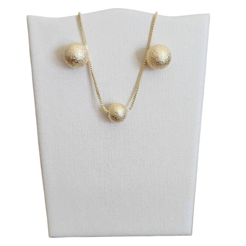 Conjunto de brinco e colar texturizados folheados a ouro 18k - Esfera Dourada - comprar online