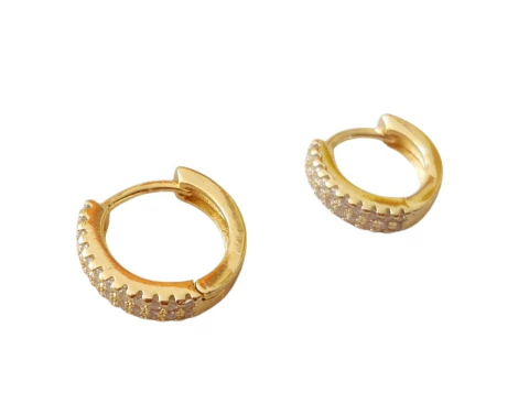 Dupla de argolas cravejadas de zircônias folheadas a ouro 18k - Vênus - comprar online
