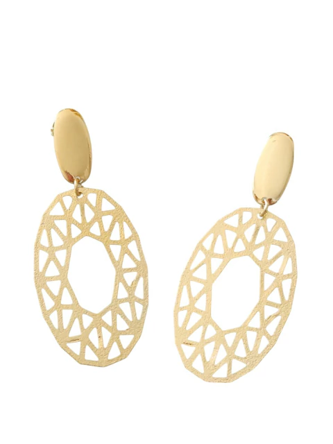 Brinco Oval Texturizado folheado a ouro 18k - Andressa - comprar online