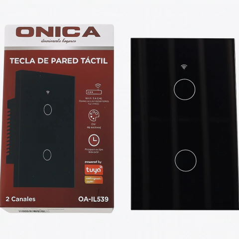 Tecla Llave Smart Táctil WiFi 2 Canales - Compatible con Alexa y Google