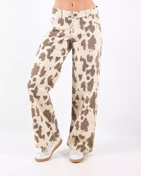 WIDE LEG TIRO MEDIO COW PRINT