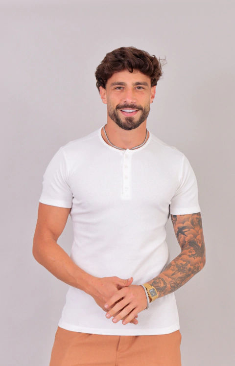 Camiseta Henley Washington – Malha Canelada Ribana na internet