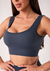 Imagem do Top fitness feminino cinza chumbo canelado com bojo seamless+