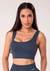 Top fitness feminino cinza chumbo canelado com bojo seamless+ - comprar online