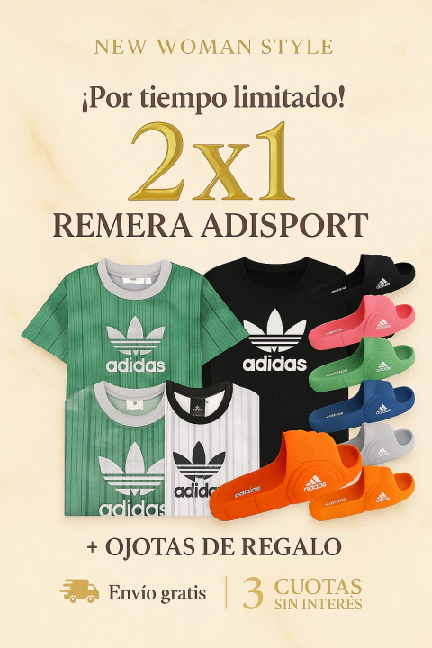 FINALIZA HOY lo más elegido: Promoción exclusiva online: 2X1 Remeras ADISPORT + ojotas GRATIS!! - comprar online