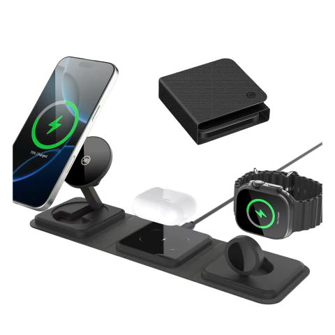 Base Cargador Inalámbrico 3en1 Kbod W10 Plegable 15w