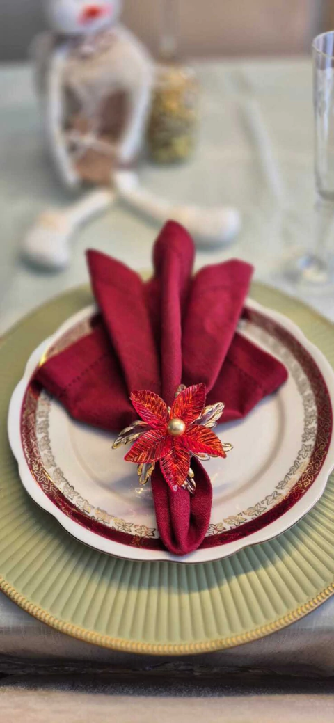 Kit com 4 Porta-Guardanapos Flor Natalina - comprar online