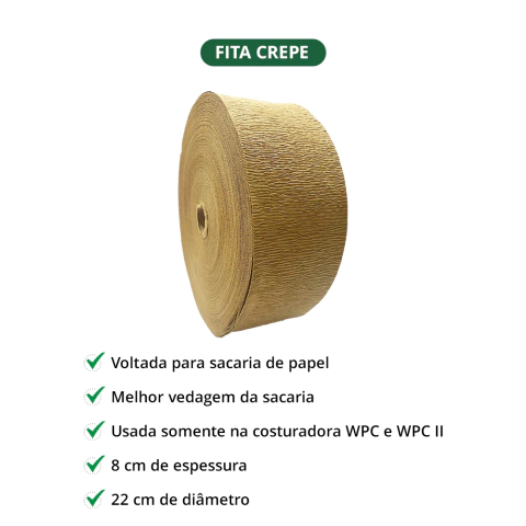 Fita Crepe para Vedação de Sacaria 8cm - WPC - Original WAIG