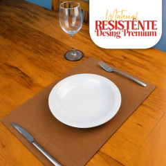 Jogo Americano Sousplat Dupla Face Premium Luxo em Couro Ecológico Anti Derrapante Impermeável Retangular Couse - comprar online