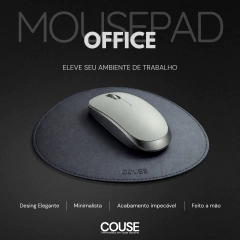 Imagem do Mousepad Orgânico 20x22cm Couro Ecológico Para Mouse Escritório Office + Porta Copos Couse