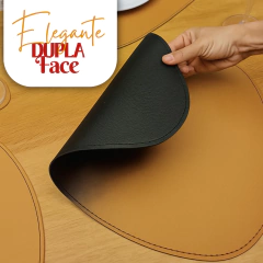 Jogo Americano Sousplat Dupla Face em Couro Ecológico Formato Orgânico Impermeável, Resistente e Fácil de Limpar, Elegante para Mesa Posta e Decoração na internet