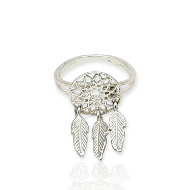 Anillo Plata 925 - Con Dijes De Pluma Colgantes- Ml54-18d en internet