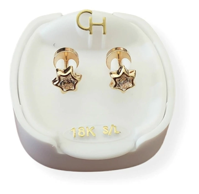 Aros Abridores Oro 18k - Estrella - Circon 5 Mm Ch31-82d - comprar online